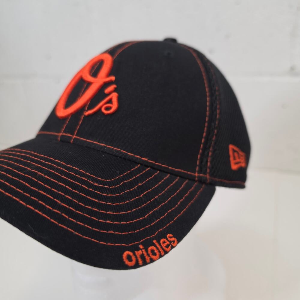 Baltimore Orioles New Era 39THIRTY Flex Fit Hat Cap Black Orange MLB M/L